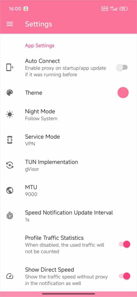 Nekobox for Android Settings